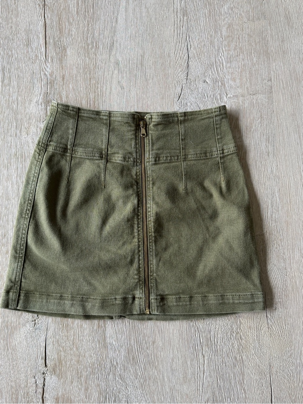 We The Free Olive Green Front Zip Mini Skirt
